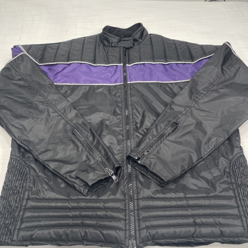 ALLSTATE LEATHER Nylon Racing Jacket M Black Purple New No Tags Made In USA